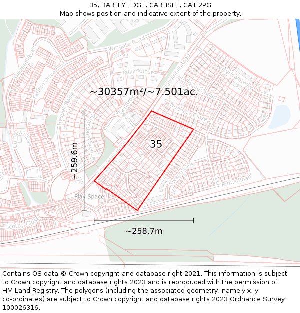 35, BARLEY EDGE, CARLISLE, CA1 2PG: Plot and title map