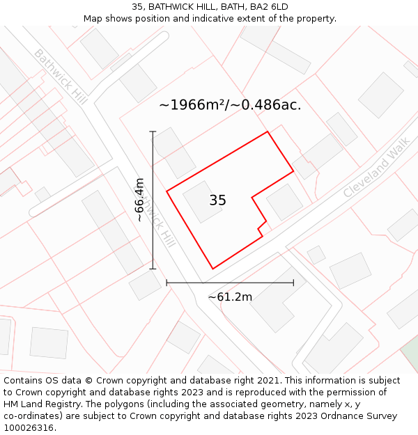 35, BATHWICK HILL, BATH, BA2 6LD: Plot and title map