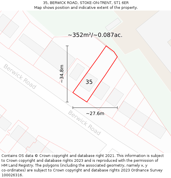 35, BERWICK ROAD, STOKE-ON-TRENT, ST1 6ER: Plot and title map