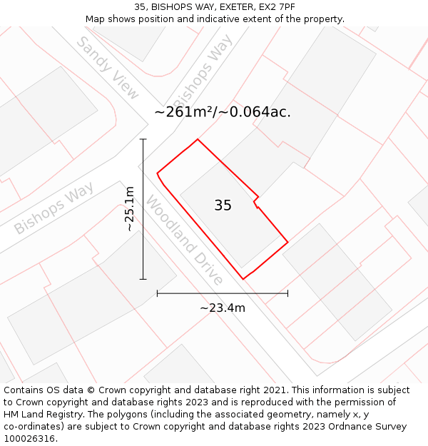 35, BISHOPS WAY, EXETER, EX2 7PF: Plot and title map