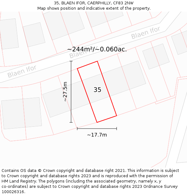 35, BLAEN IFOR, CAERPHILLY, CF83 2NW: Plot and title map