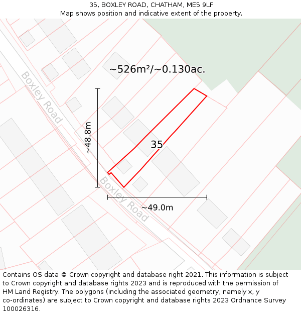 35, BOXLEY ROAD, CHATHAM, ME5 9LF: Plot and title map