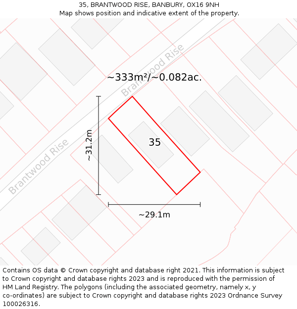 35, BRANTWOOD RISE, BANBURY, OX16 9NH: Plot and title map