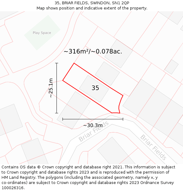 35, BRIAR FIELDS, SWINDON, SN1 2QP: Plot and title map