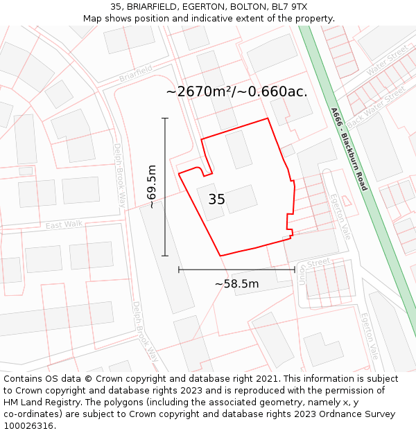 35, BRIARFIELD, EGERTON, BOLTON, BL7 9TX: Plot and title map