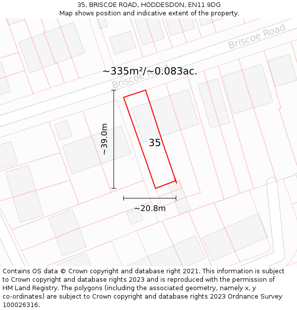 35, BRISCOE ROAD, HODDESDON, EN11 9DG: Plot and title map