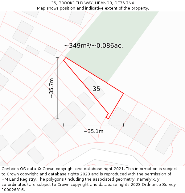 35, BROOKFIELD WAY, HEANOR, DE75 7NX: Plot and title map