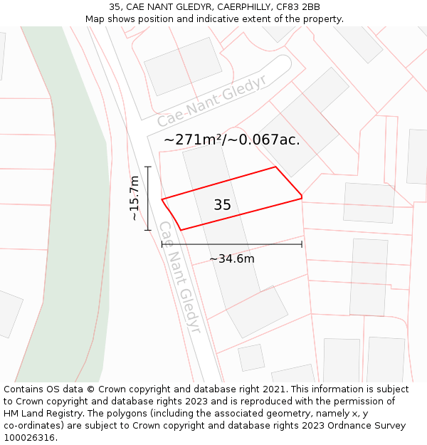 35, CAE NANT GLEDYR, CAERPHILLY, CF83 2BB: Plot and title map