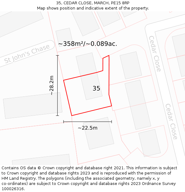 35, CEDAR CLOSE, MARCH, PE15 8RP: Plot and title map