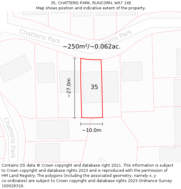 35, CHATTERIS PARK, RUNCORN, WA7 1XE: Plot and title map