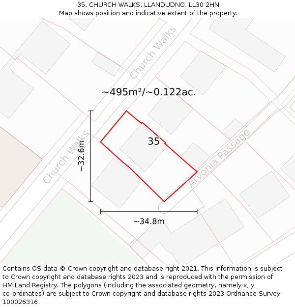 35, CHURCH WALKS, LLANDUDNO, LL30 2HN: Plot and title map