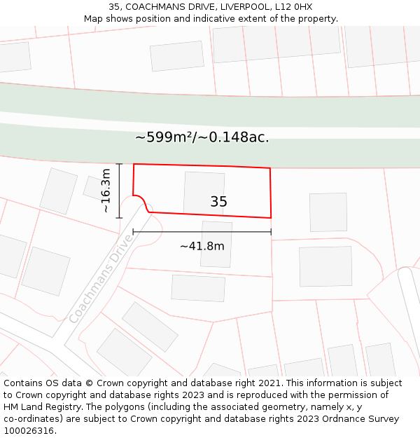 35, COACHMANS DRIVE, LIVERPOOL, L12 0HX: Plot and title map