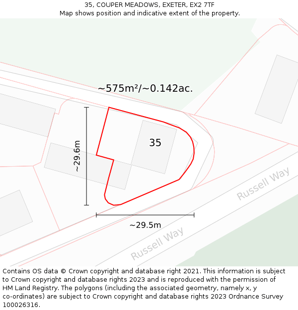 35, COUPER MEADOWS, EXETER, EX2 7TF: Plot and title map