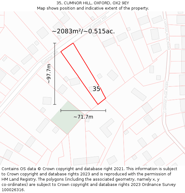 35, CUMNOR HILL, OXFORD, OX2 9EY: Plot and title map