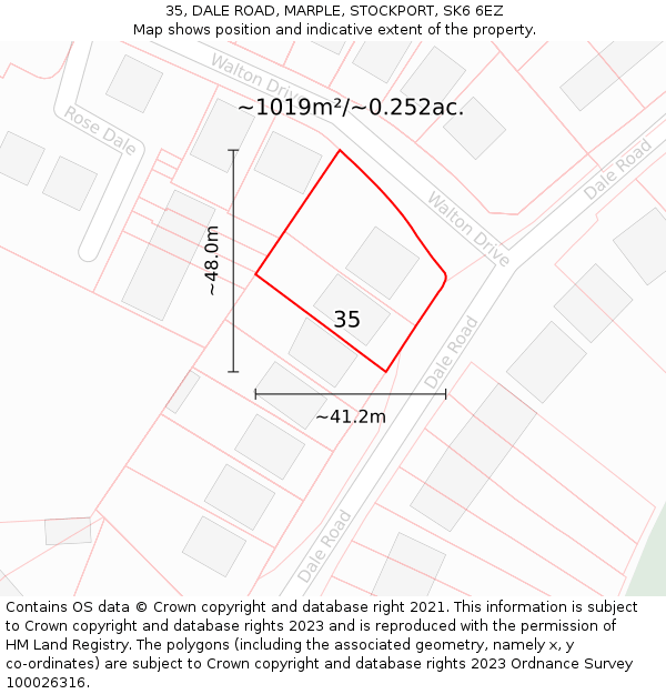 35, DALE ROAD, MARPLE, STOCKPORT, SK6 6EZ: Plot and title map