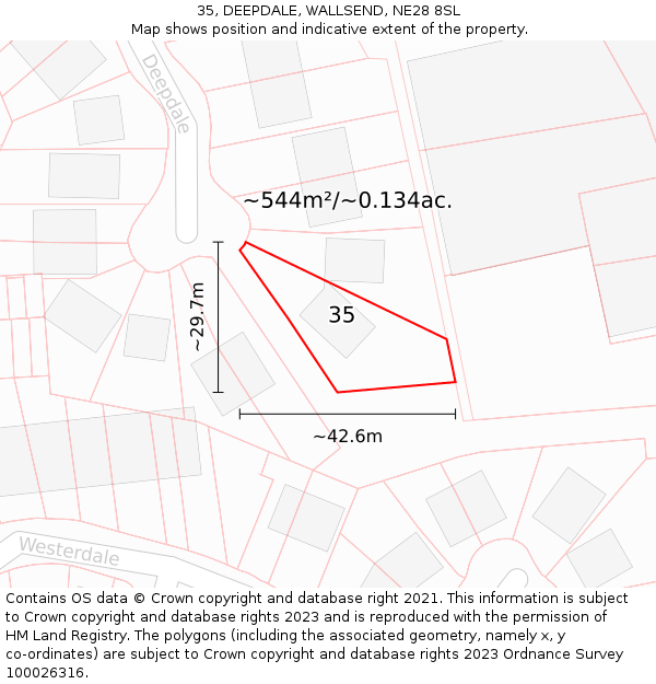 35, DEEPDALE, WALLSEND, NE28 8SL: Plot and title map