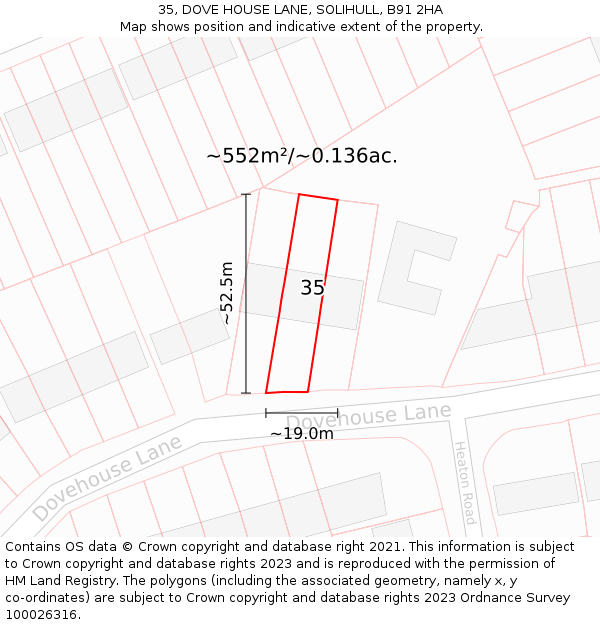 35, DOVE HOUSE LANE, SOLIHULL, B91 2HA: Plot and title map