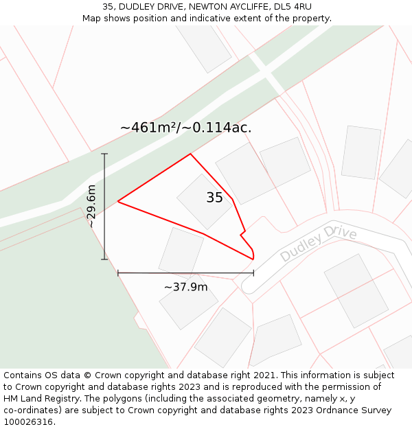 35, DUDLEY DRIVE, NEWTON AYCLIFFE, DL5 4RU: Plot and title map