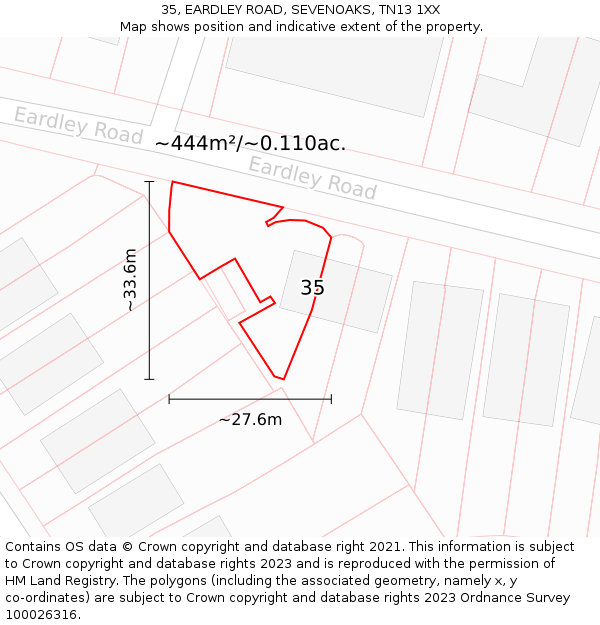 35, EARDLEY ROAD, SEVENOAKS, TN13 1XX: Plot and title map