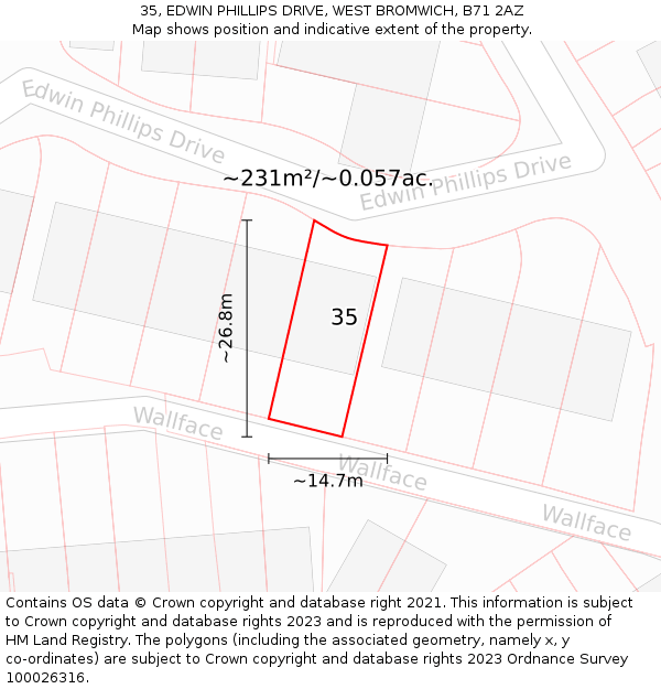35, EDWIN PHILLIPS DRIVE, WEST BROMWICH, B71 2AZ: Plot and title map
