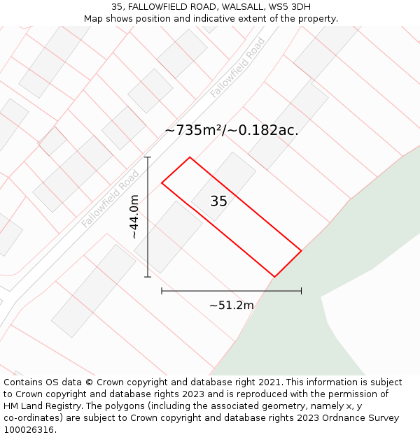 35, FALLOWFIELD ROAD, WALSALL, WS5 3DH: Plot and title map