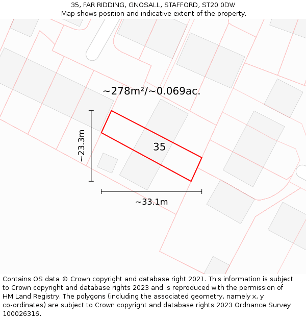 35, FAR RIDDING, GNOSALL, STAFFORD, ST20 0DW: Plot and title map