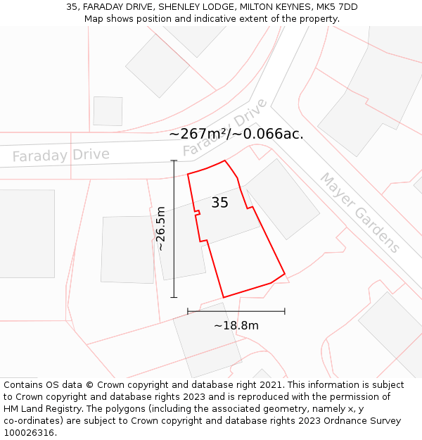 35, FARADAY DRIVE, SHENLEY LODGE, MILTON KEYNES, MK5 7DD: Plot and title map