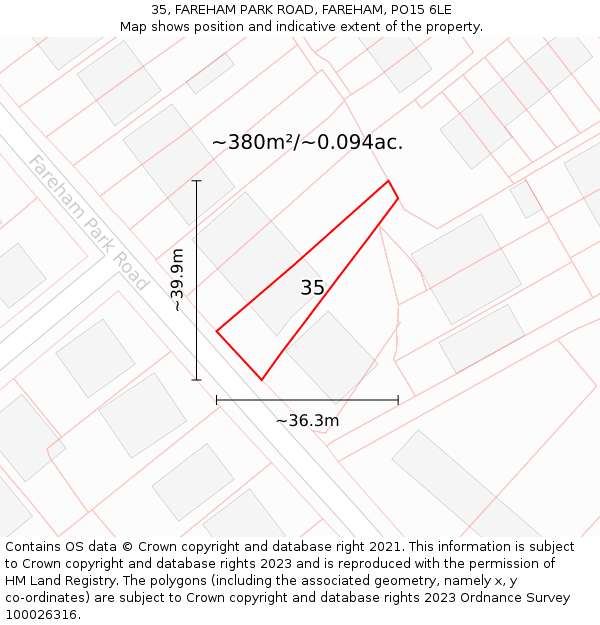 35, FAREHAM PARK ROAD, FAREHAM, PO15 6LE: Plot and title map