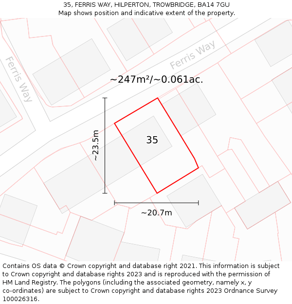 35, FERRIS WAY, HILPERTON, TROWBRIDGE, BA14 7GU: Plot and title map