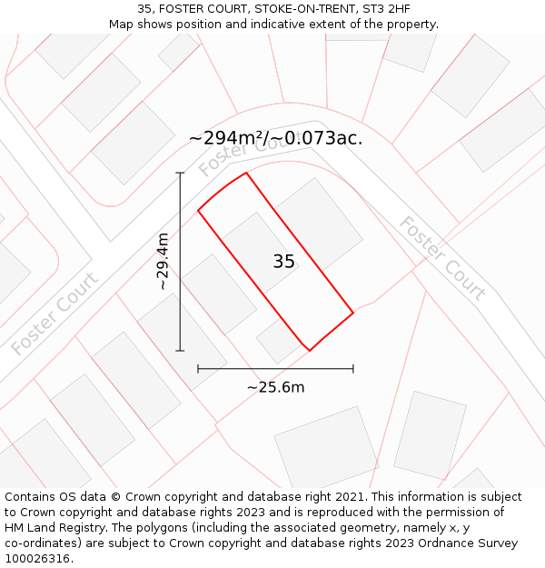 35, FOSTER COURT, STOKE-ON-TRENT, ST3 2HF: Plot and title map