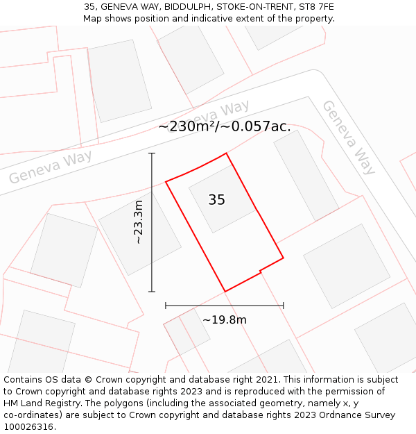 35, GENEVA WAY, BIDDULPH, STOKE-ON-TRENT, ST8 7FE: Plot and title map
