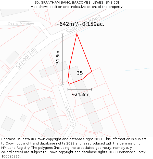 35, GRANTHAM BANK, BARCOMBE, LEWES, BN8 5DJ: Plot and title map