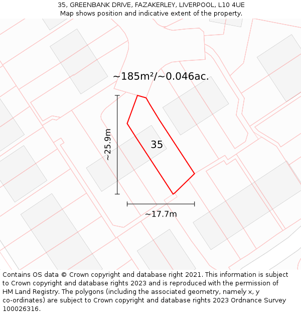 35, GREENBANK DRIVE, FAZAKERLEY, LIVERPOOL, L10 4UE: Plot and title map