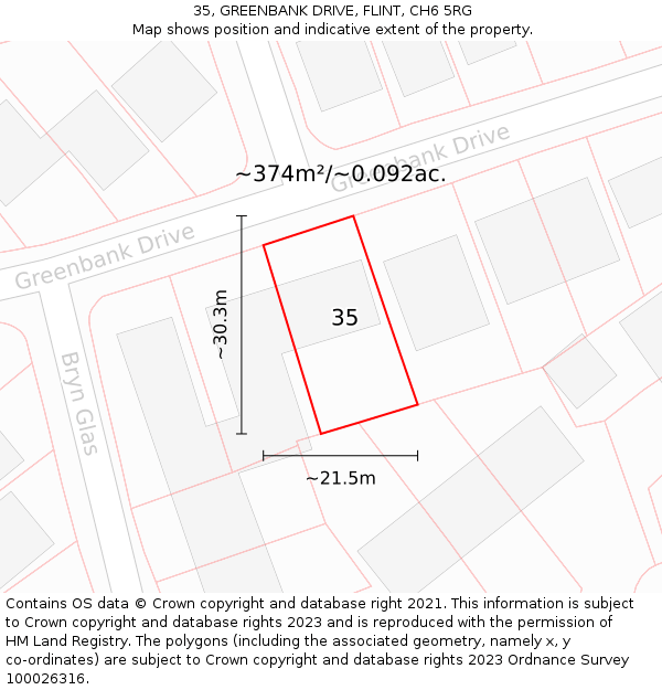 35, GREENBANK DRIVE, FLINT, CH6 5RG: Plot and title map