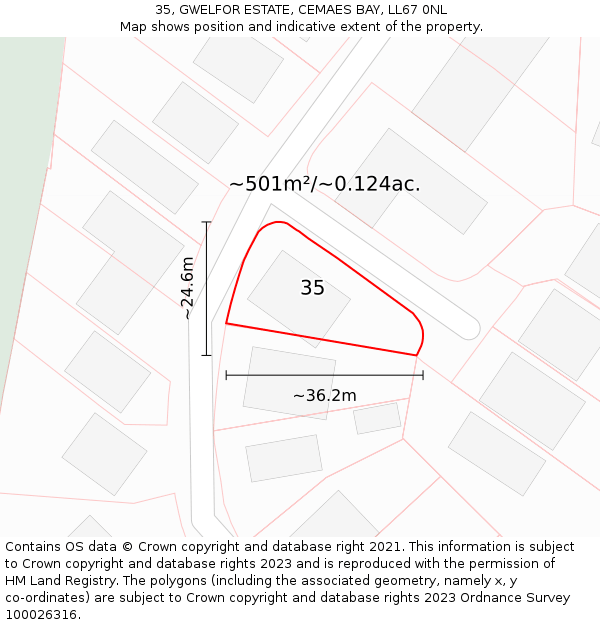 35, GWELFOR ESTATE, CEMAES BAY, LL67 0NL: Plot and title map