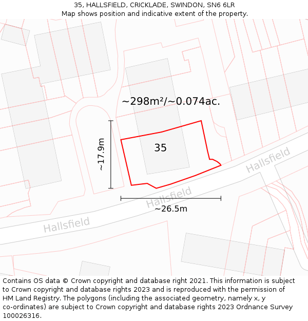 35, HALLSFIELD, CRICKLADE, SWINDON, SN6 6LR: Plot and title map