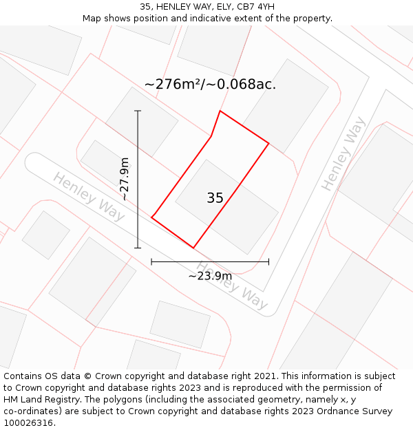 35, HENLEY WAY, ELY, CB7 4YH: Plot and title map