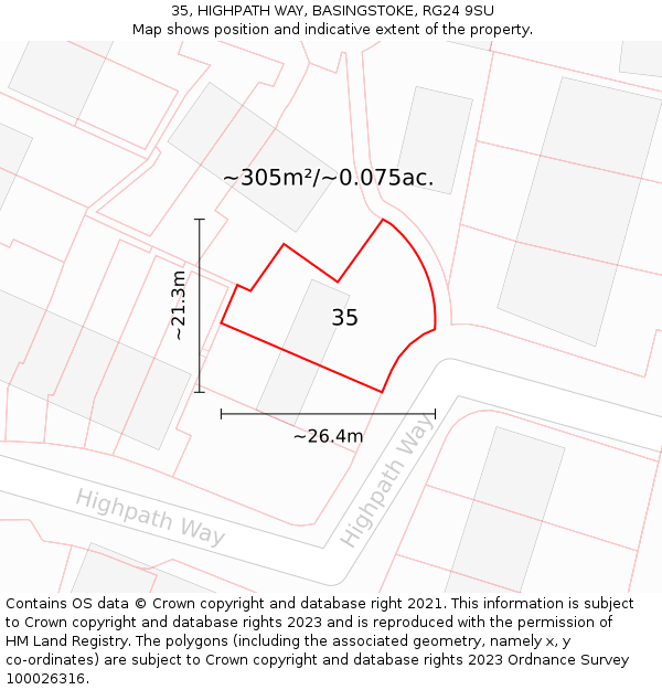 35, HIGHPATH WAY, BASINGSTOKE, RG24 9SU: Plot and title map