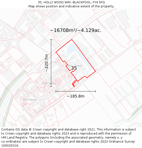 35, HOLLY WOOD WAY, BLACKPOOL, FY4 5FQ: Plot and title map