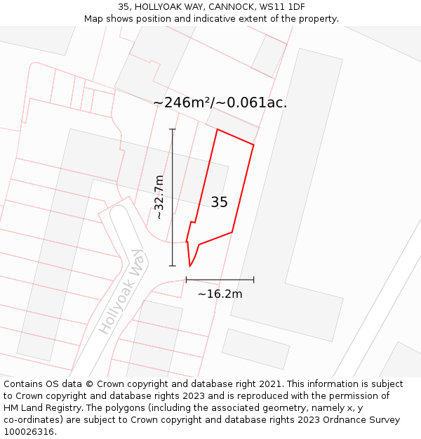 35, HOLLYOAK WAY, CANNOCK, WS11 1DF: Plot and title map