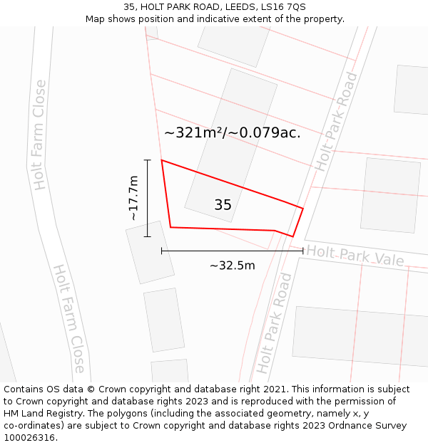 35, HOLT PARK ROAD, LEEDS, LS16 7QS: Plot and title map