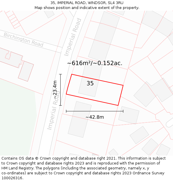 35, IMPERIAL ROAD, WINDSOR, SL4 3RU: Plot and title map