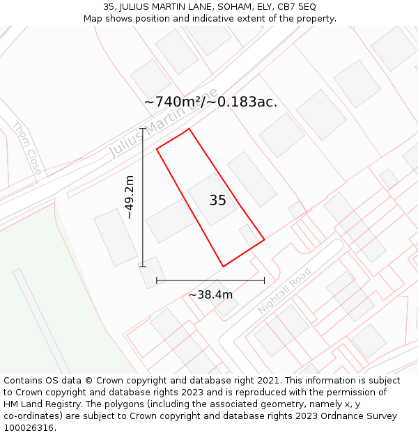 35, JULIUS MARTIN LANE, SOHAM, ELY, CB7 5EQ: Plot and title map