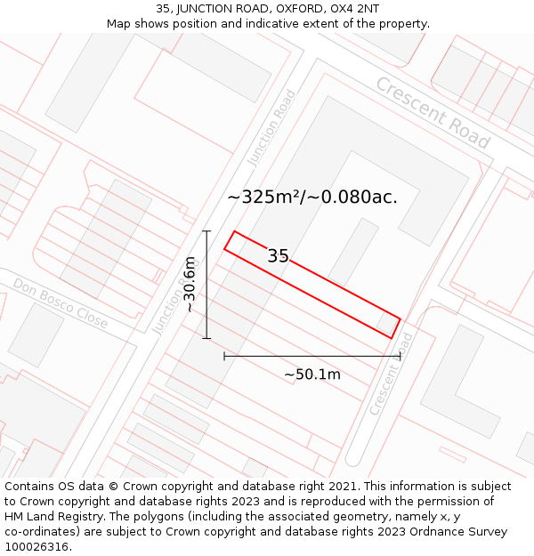 35, JUNCTION ROAD, OXFORD, OX4 2NT: Plot and title map