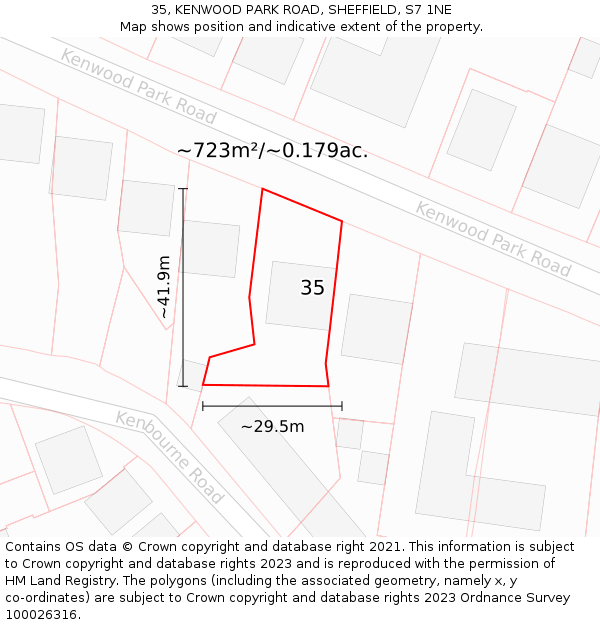 35, KENWOOD PARK ROAD, SHEFFIELD, S7 1NE: Plot and title map