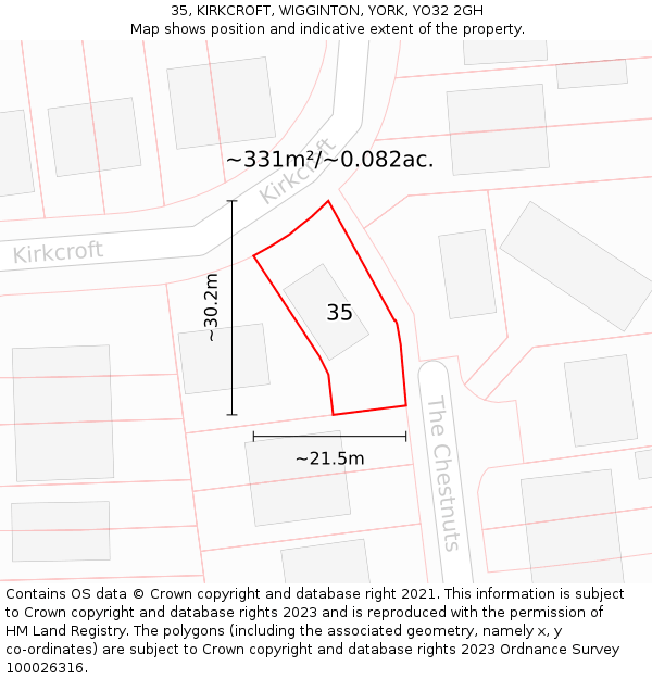 35, KIRKCROFT, WIGGINTON, YORK, YO32 2GH: Plot and title map