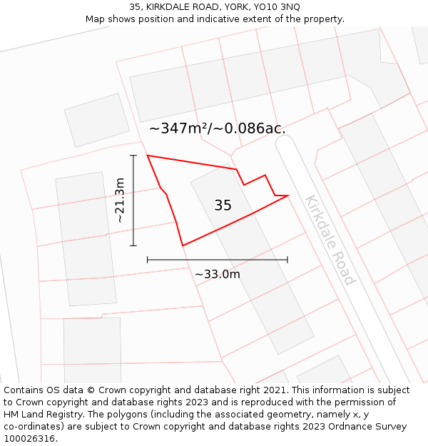 35, KIRKDALE ROAD, YORK, YO10 3NQ: Plot and title map