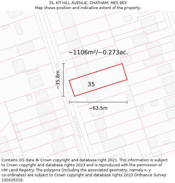 35, KIT HILL AVENUE, CHATHAM, ME5 9EX: Plot and title map