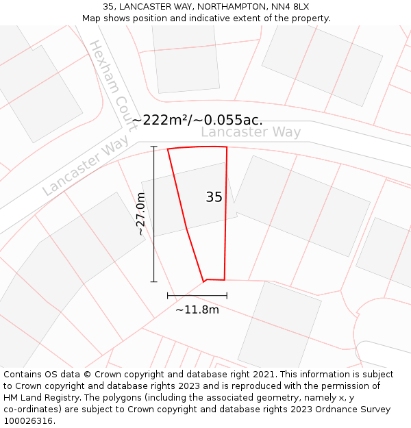 35, LANCASTER WAY, NORTHAMPTON, NN4 8LX: Plot and title map