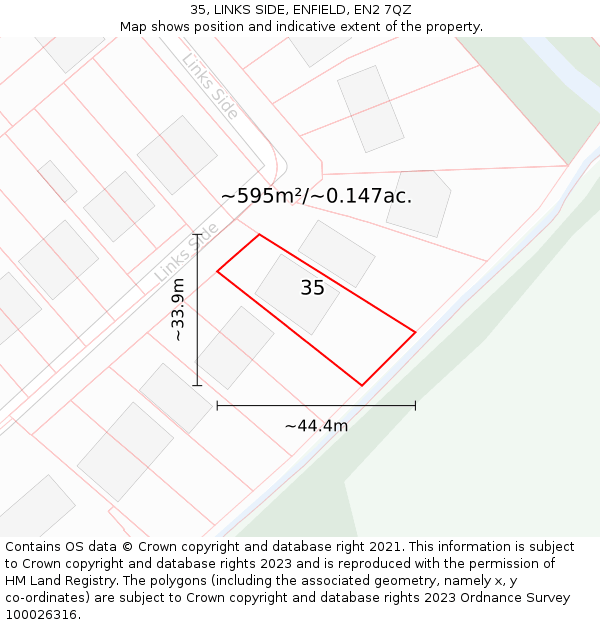 35, LINKS SIDE, ENFIELD, EN2 7QZ: Plot and title map